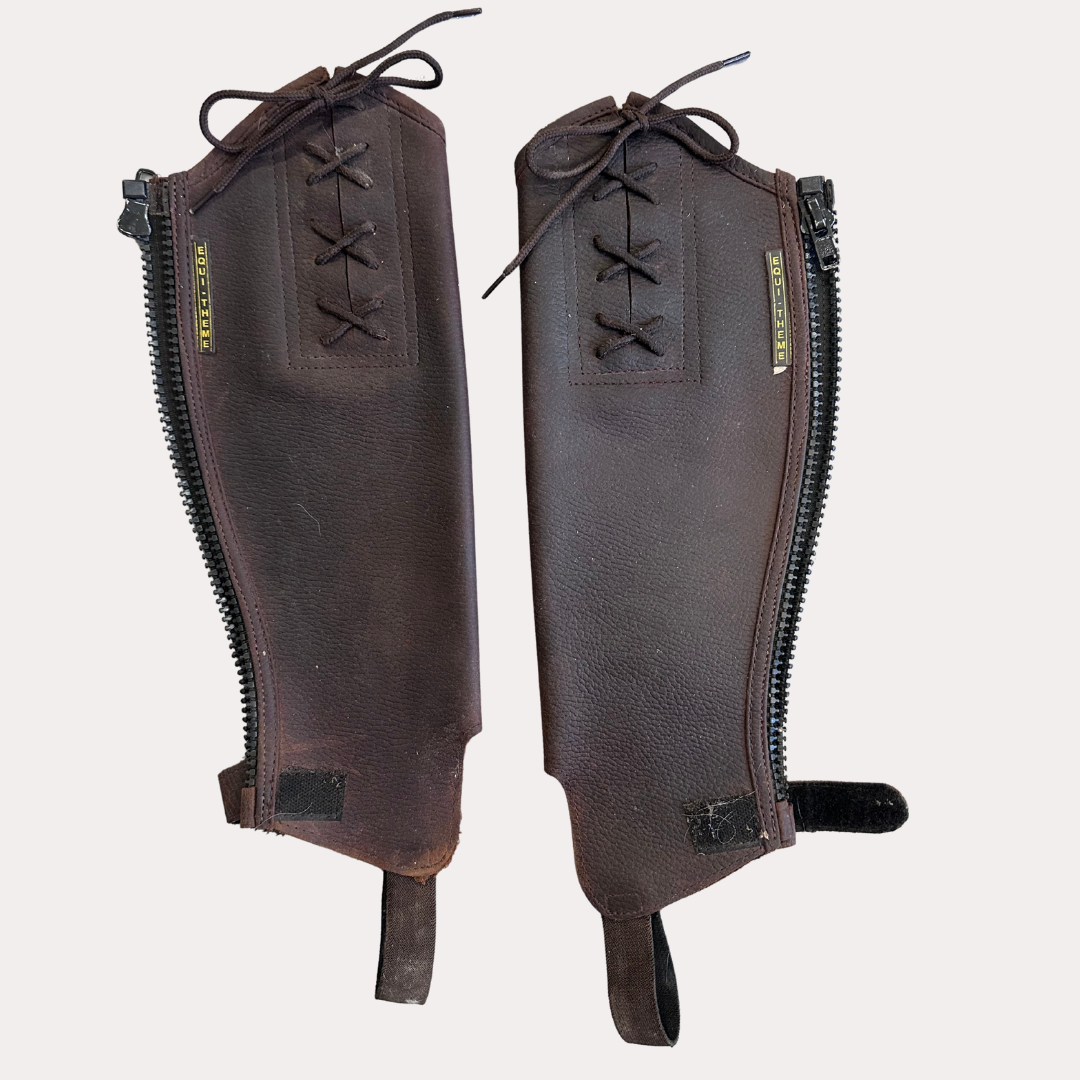 Mini chaps cuir marron Equithème