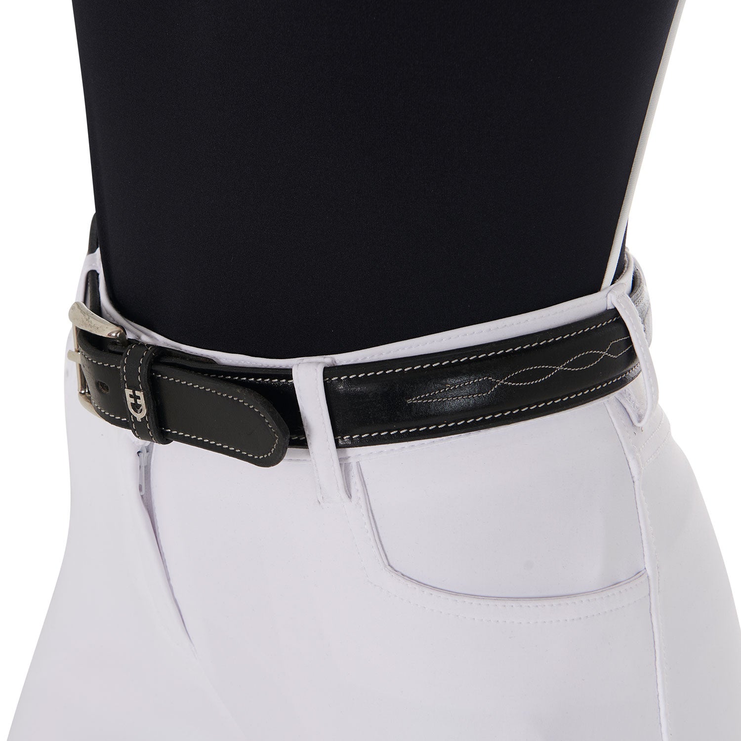CEINTURE EN CUIR AVEC BRODERIES EN BLANC ET NOIR - EQUESTRO