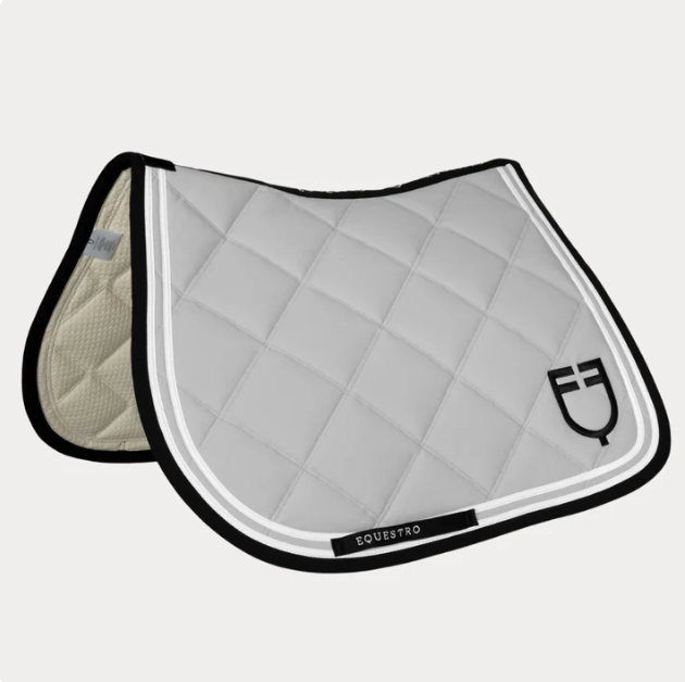 Ensemble tapis + bonnet double stripe gris - EQUESTRO