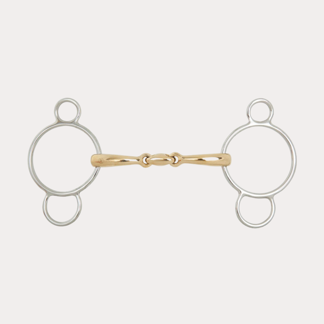 Mors à anneaux Pessoa double brisure BR Soft Contact 16 mm Ø Centre Ring 70 mm