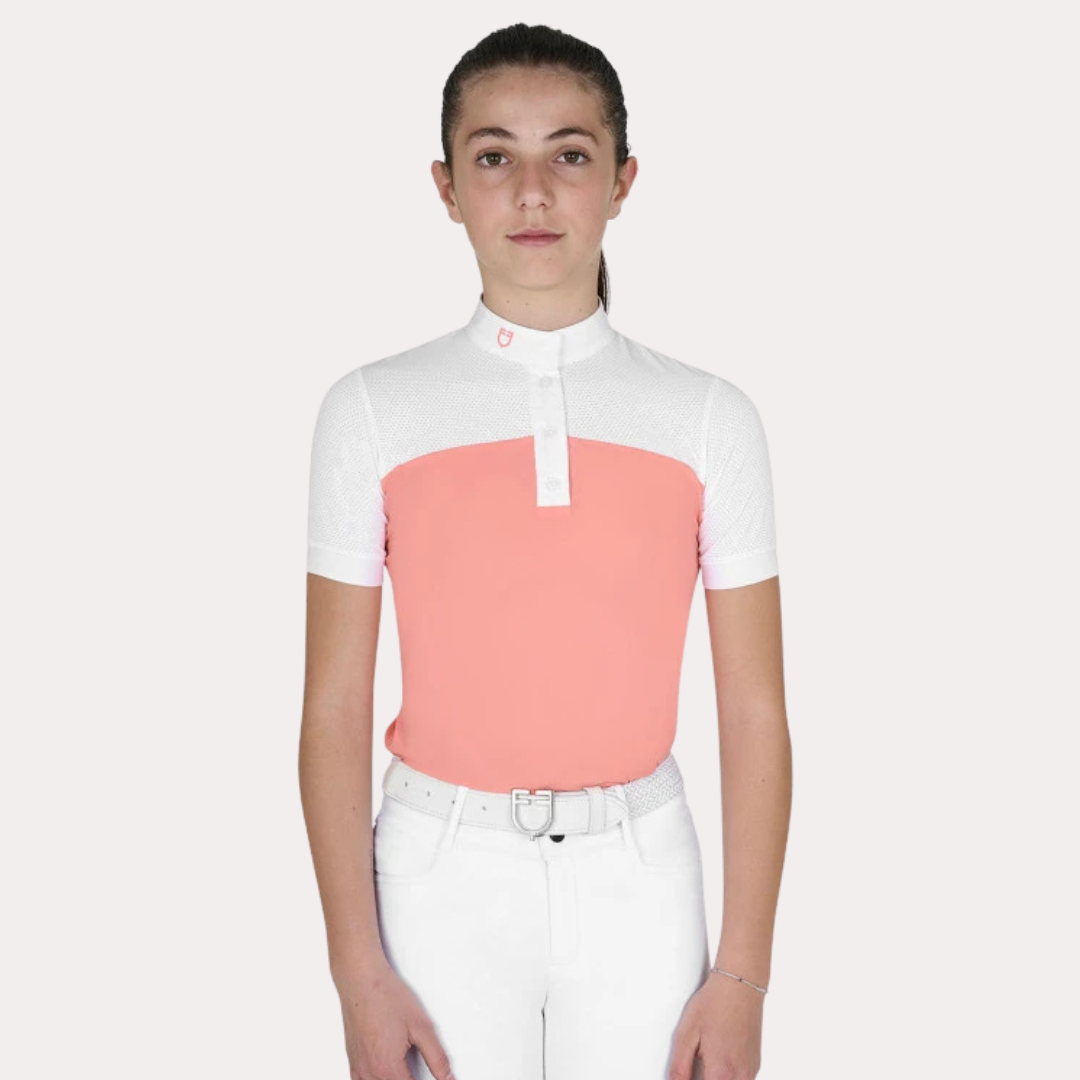 Polo fille de concours slim fit tissu perforé - EQUESTRO