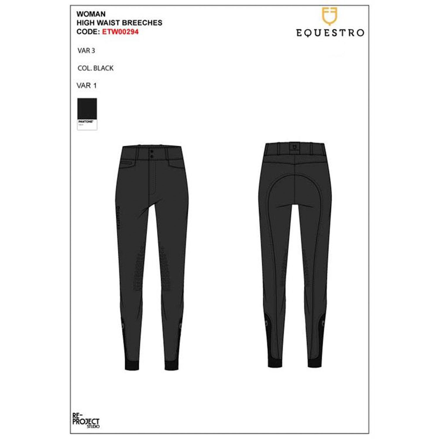 Pantalon taille haute grip genou noir- EQUESTRO