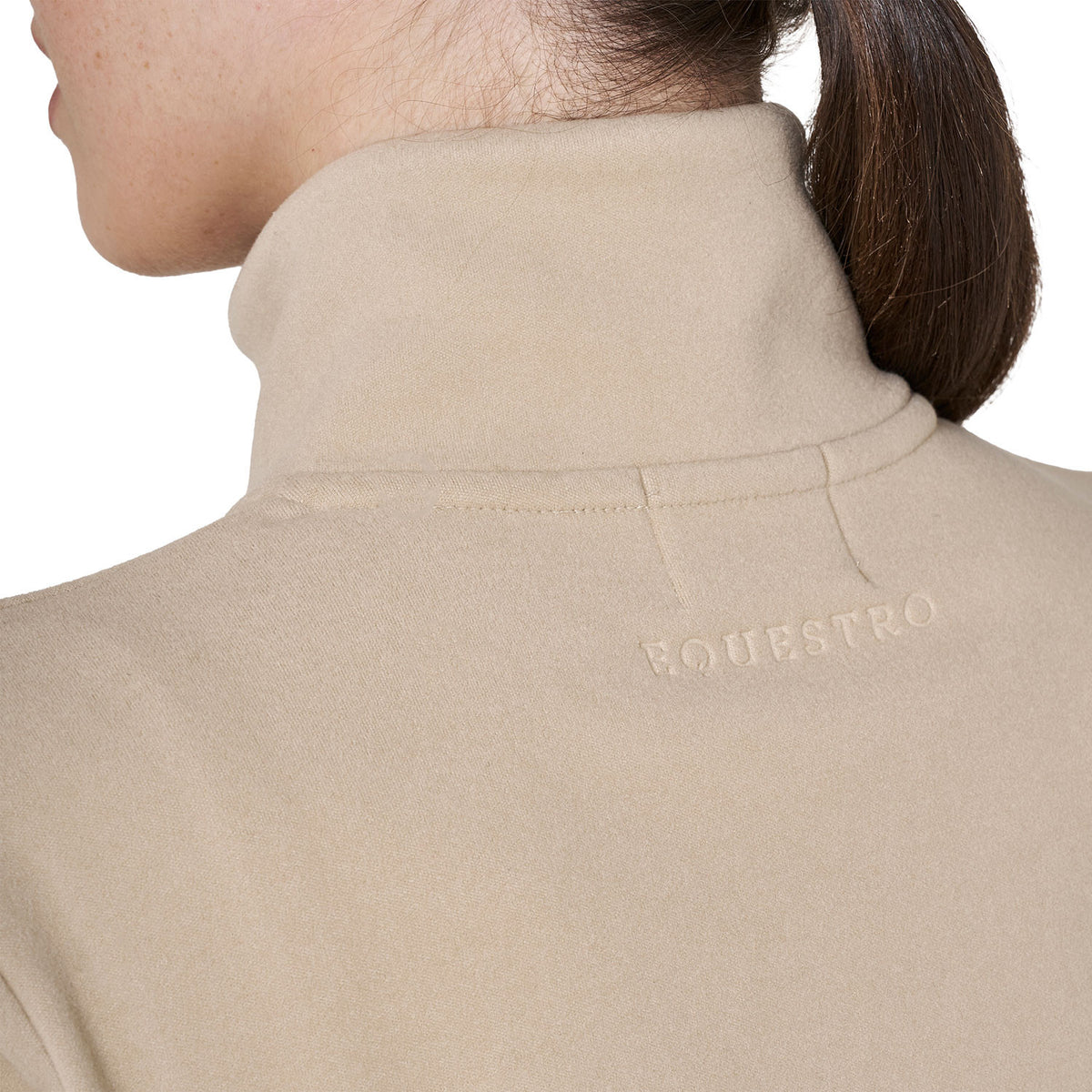 Sweat-shirt femme à col montant en polaire avec zip 3/4 COBBLESTONE - EQUESTRO