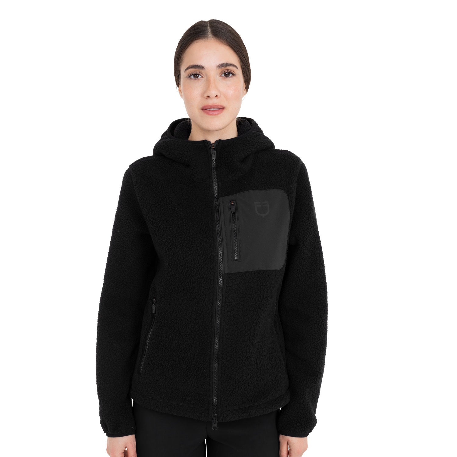 Sweat femme en polaire teddy avec capuche et fermeture éclair - EQUESTRO