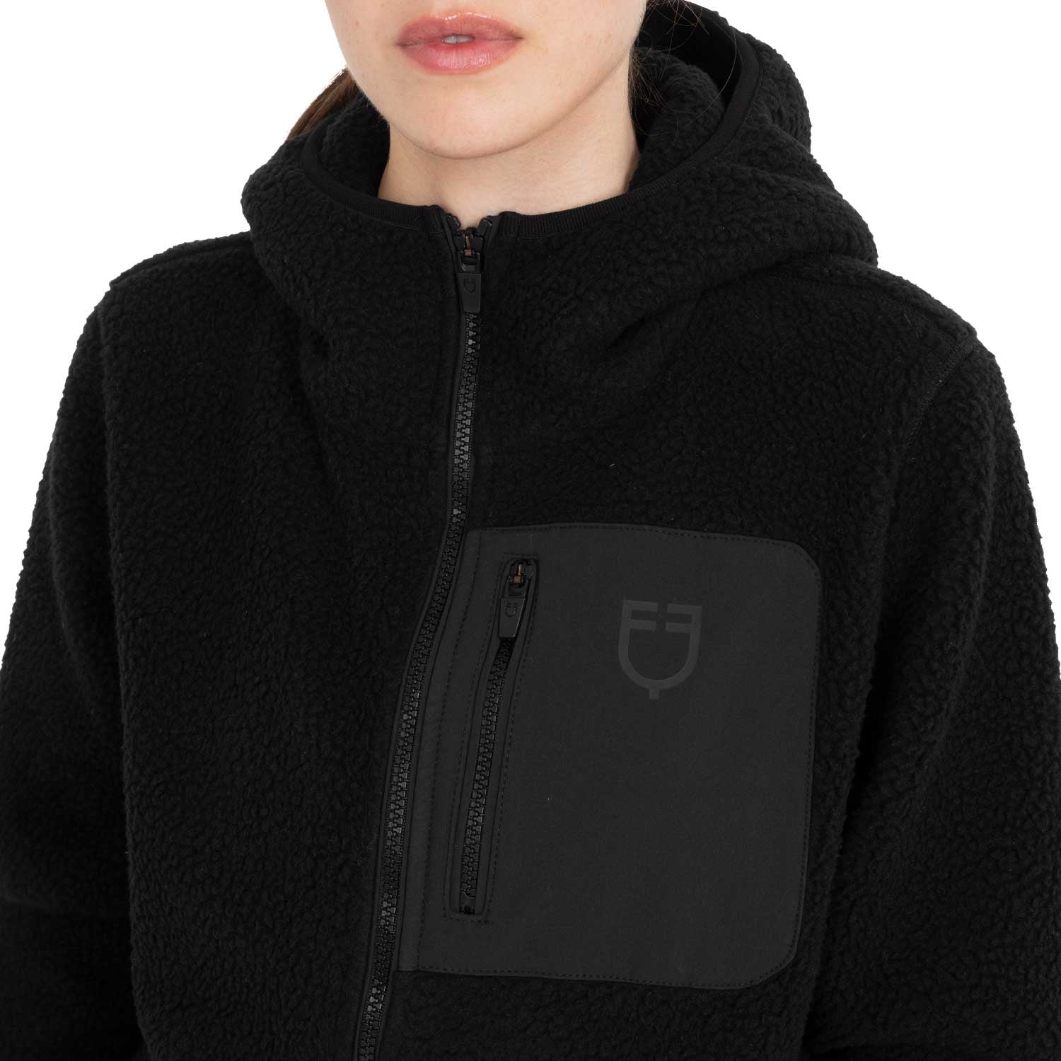 Sweat femme en polaire teddy avec capuche et fermeture éclair - EQUESTRO