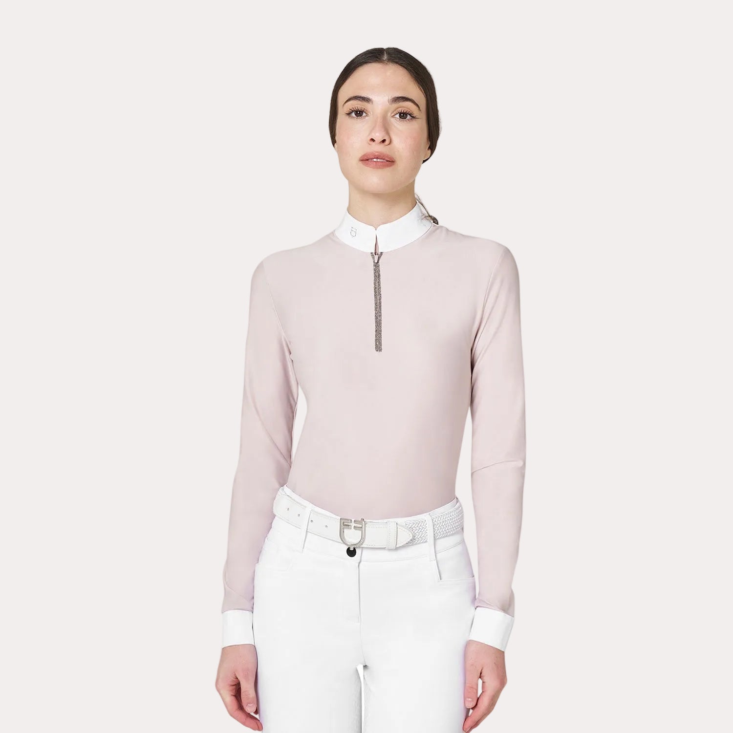 Polo de concours pour femme à manches longues avec strass hushed violet - EQUESTRO