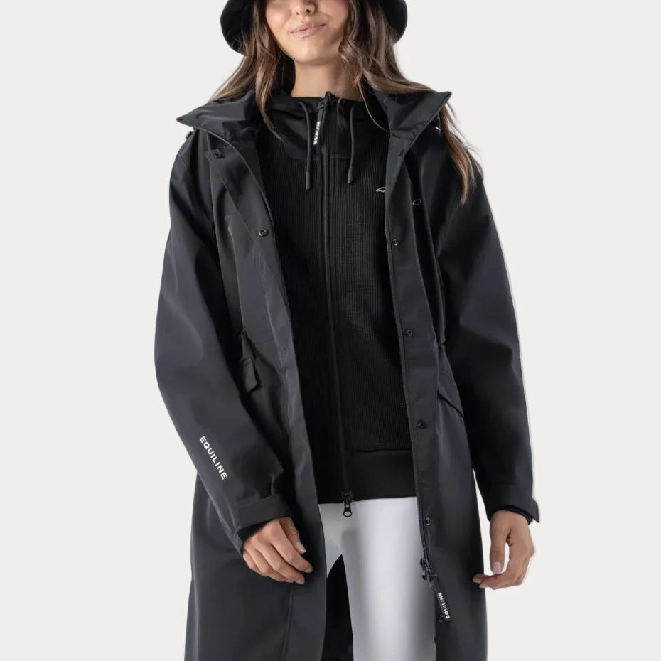 Veste longue 100% imperméable noire - EQUILINE