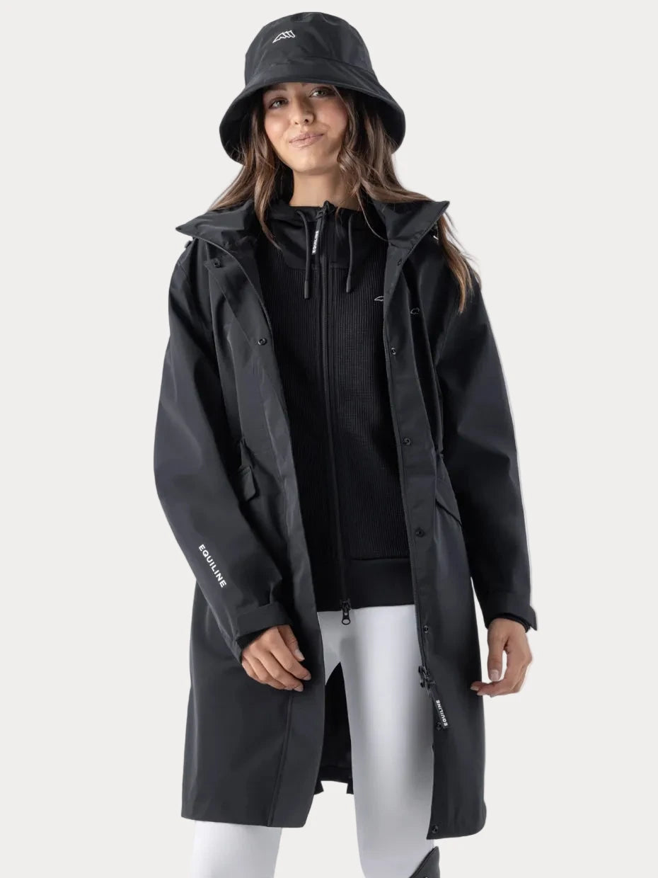 Veste longue 100% imperméable noire - EQUILINE