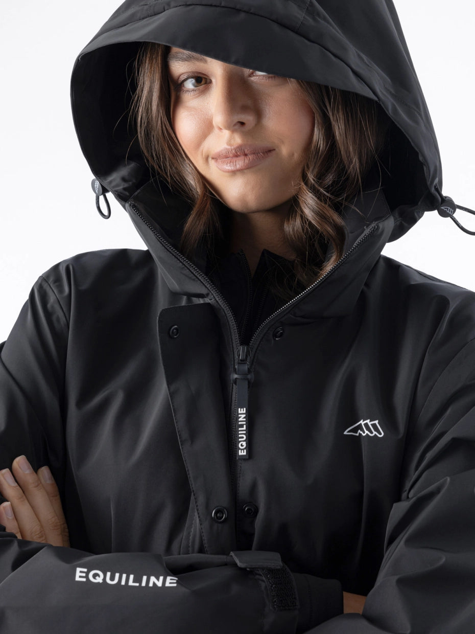 Veste longue 100% imperméable noire - EQUILINE