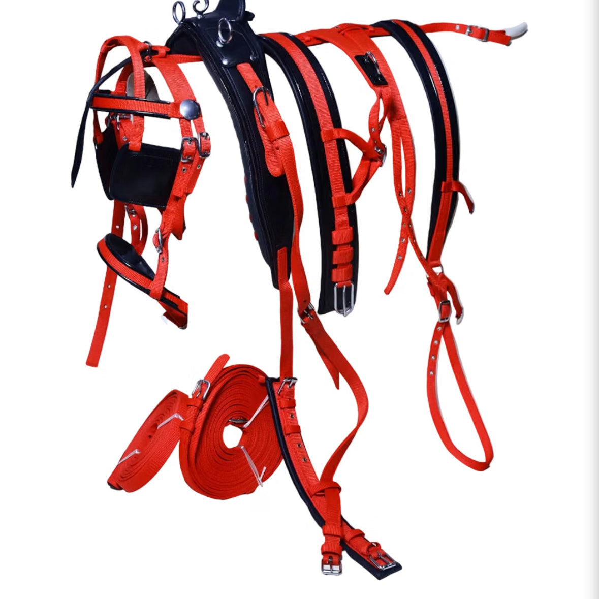 Harnais d’attelage complet rouge Cob