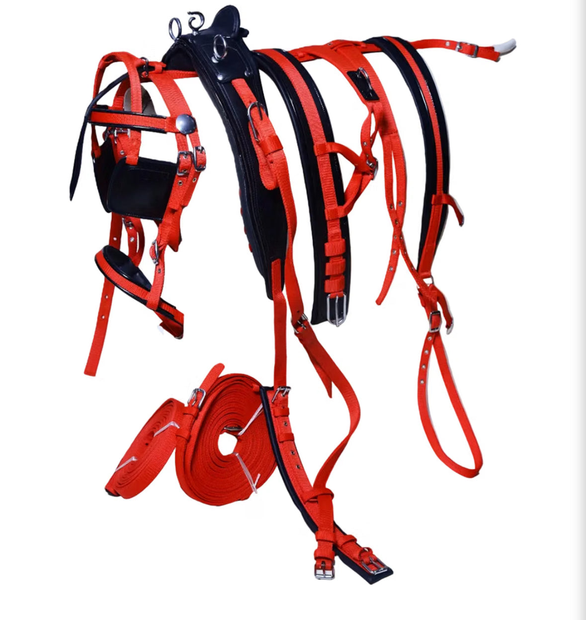 Harnais d’attelage complet rouge Cob
