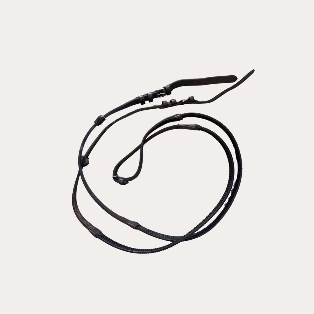 Rênes poney marron caoutchouc