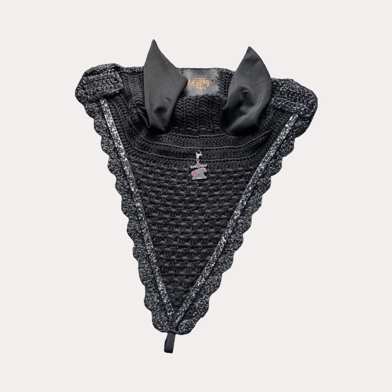 Bonnet Long Noir Bord Lurex Galon Disco Noir Et Argent - JU&PA