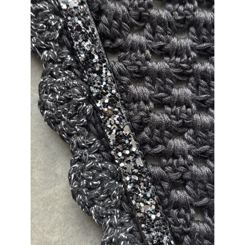 Bonnet Long Noir Bord Lurex Galon Disco Noir Et Argent - JU&PA