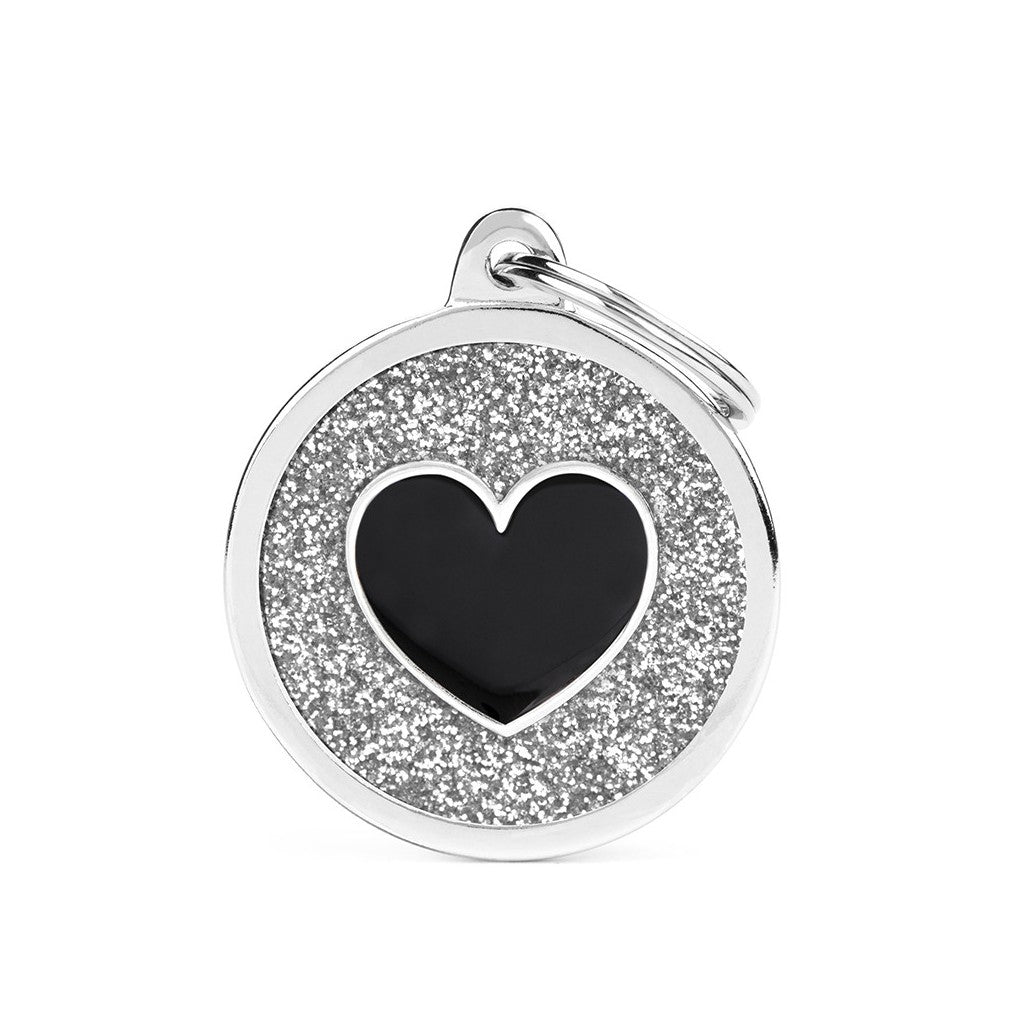 GL07 Shine Cercle Grand Glitter Gris Cœur Noir