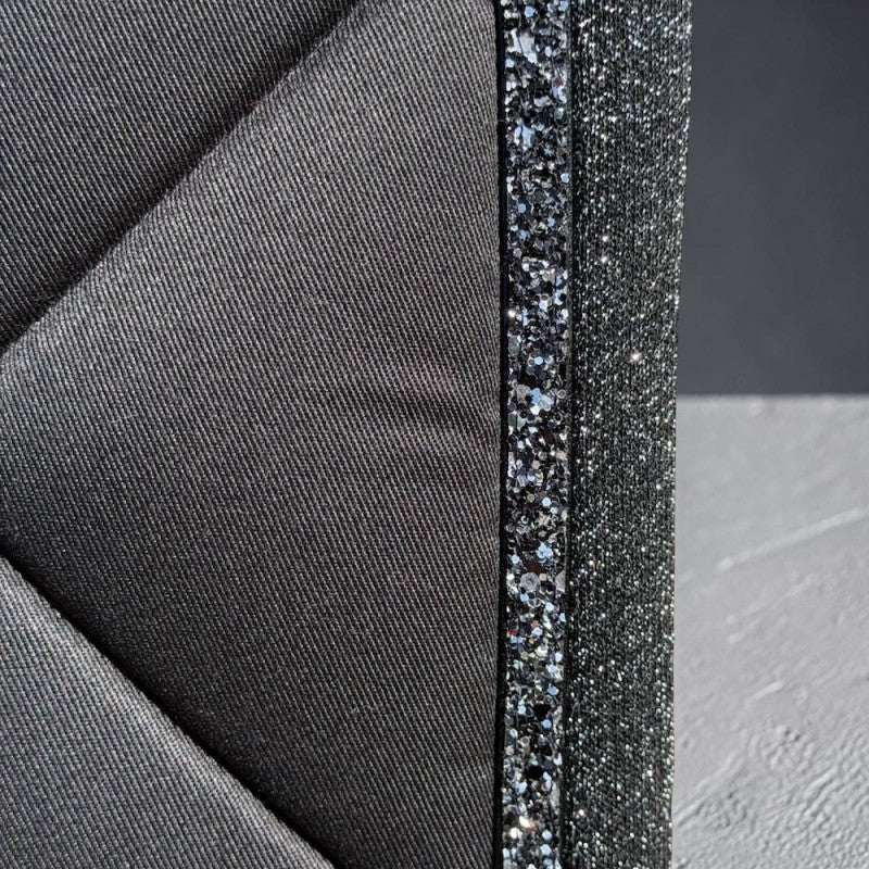 Tapis Noir Bord Lurex Galon Strass Argent - JU&PA